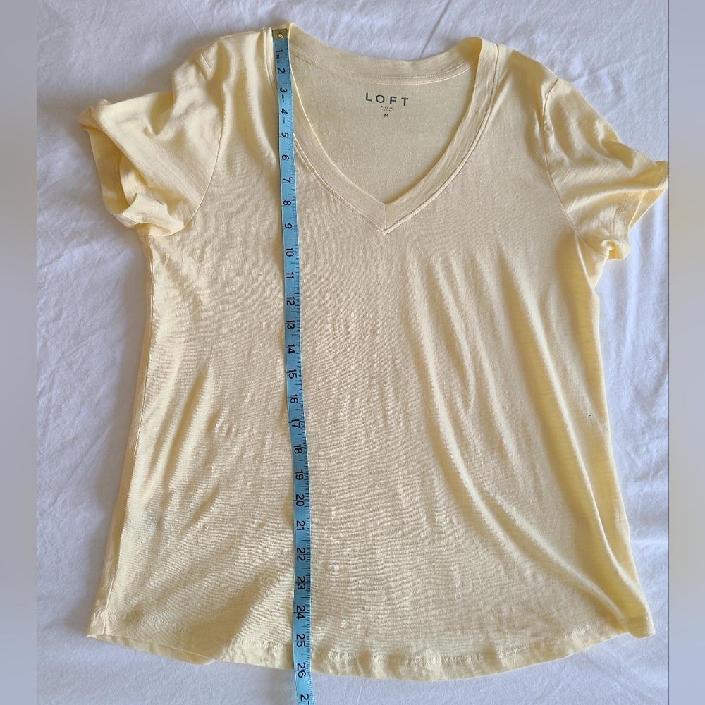 J. Crew/LOFT Short Sleeve Crew/V-Neck Tops - Pink, White, Yellow - Picture 13 of 16